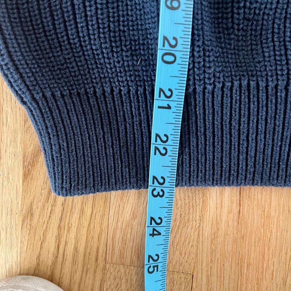 Ribbed‎ Knit Mock Neck Sweater Blue Minimalist Pullover thick knit Medium - Picture 5 of 5